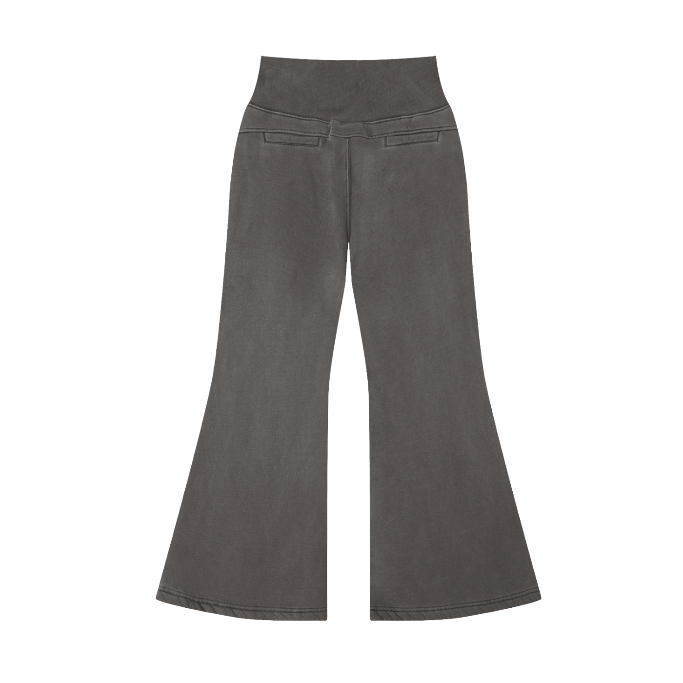 Vintage Washed Flared Fleece Pants - Grey