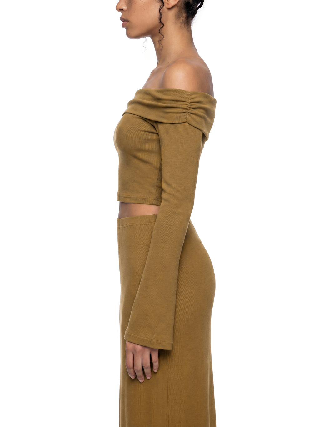 Women's Off-the-Shoulder Bell Sleeve Crop T-Shirt